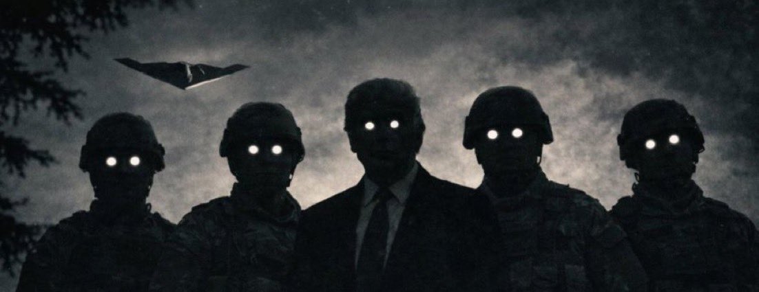 Shadowy figures with Trump